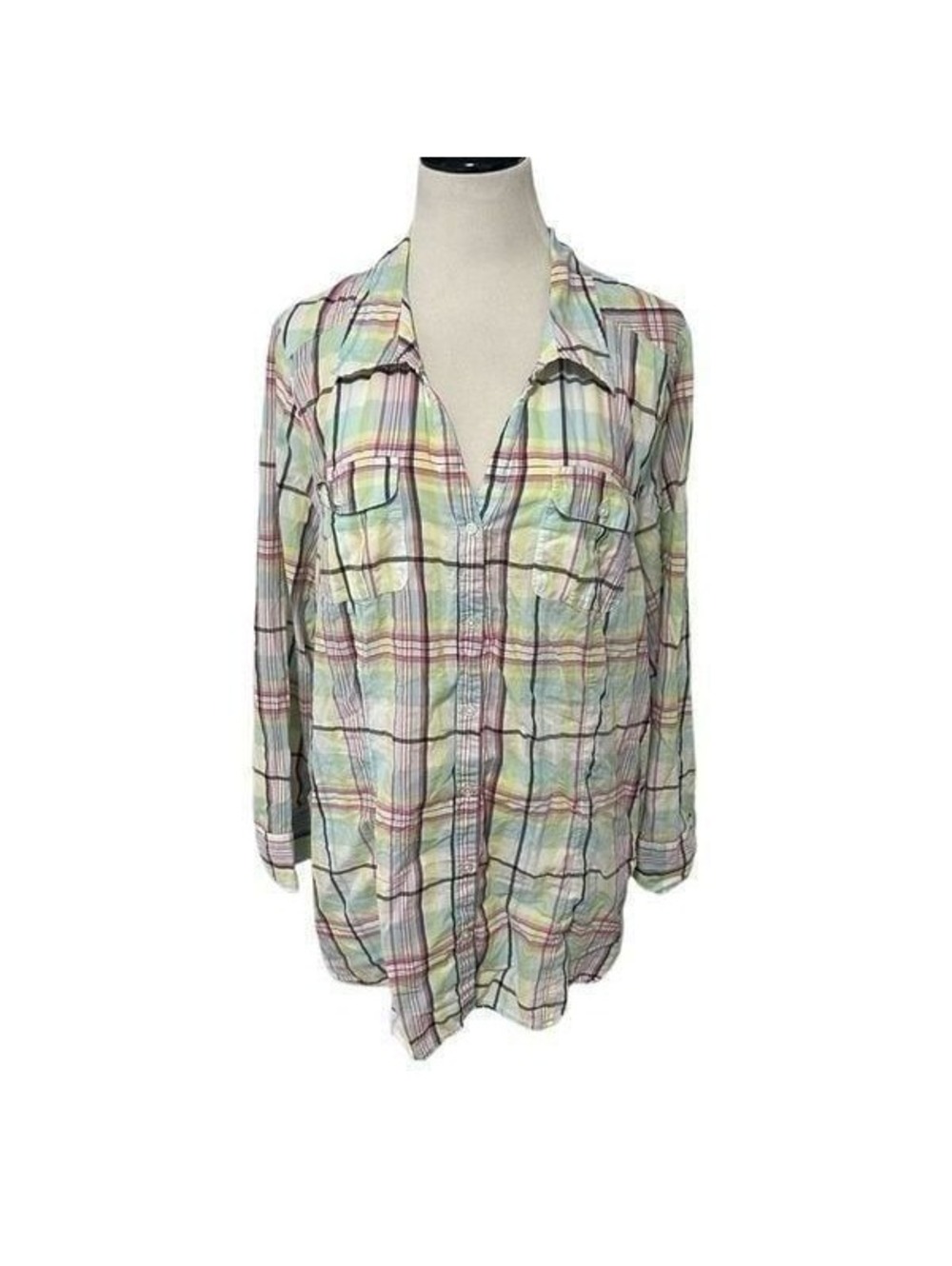 Lane Bryant Plaid Long Sleeve Button Down Sz 26/28